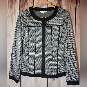 TravelSmith Black And White Geometric Jacket Snap Closure Womens Medium
